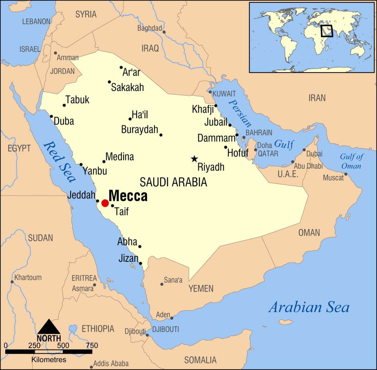 mapa meka Saudi Arabia