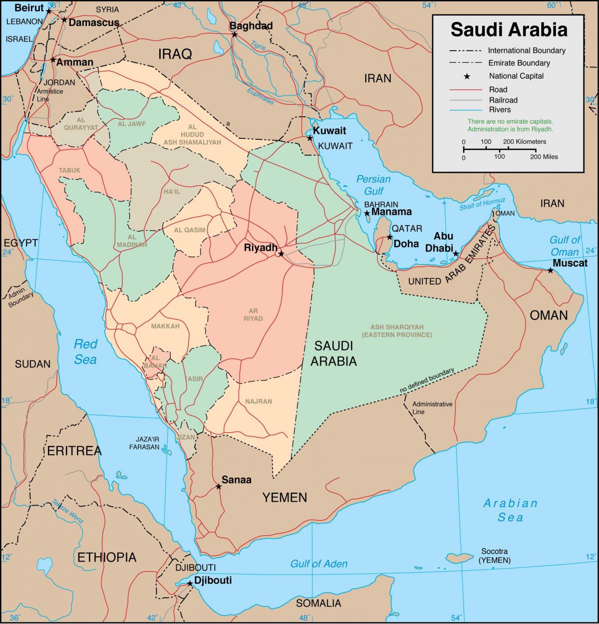Saudi Arabia eskualde mapa