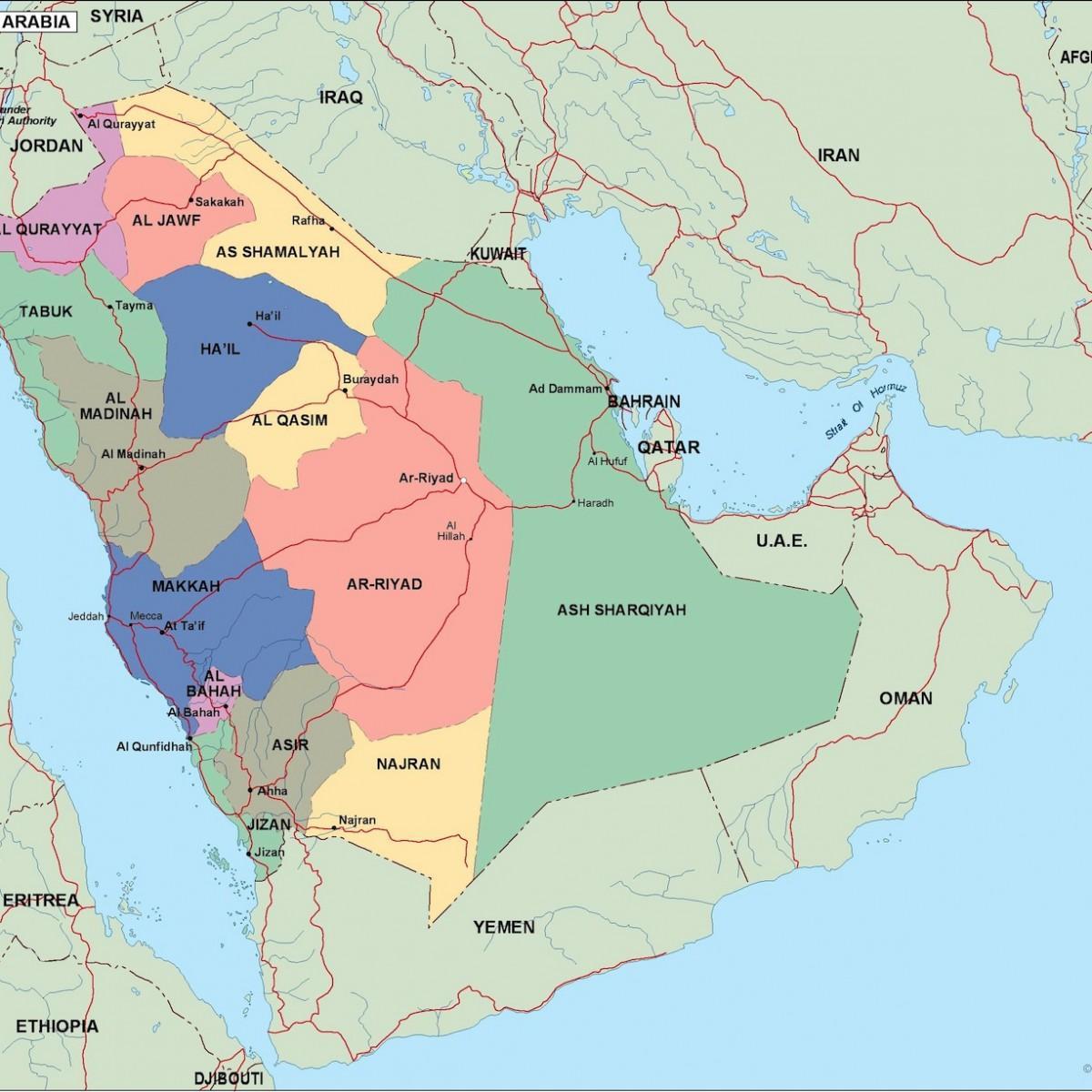 Mapa Saudi Arabia hiri