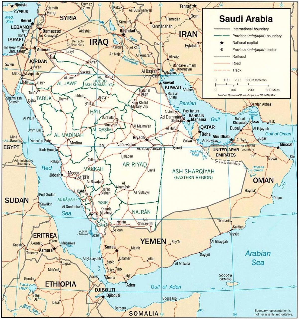 Mapa Saudi Arabia politikoa
