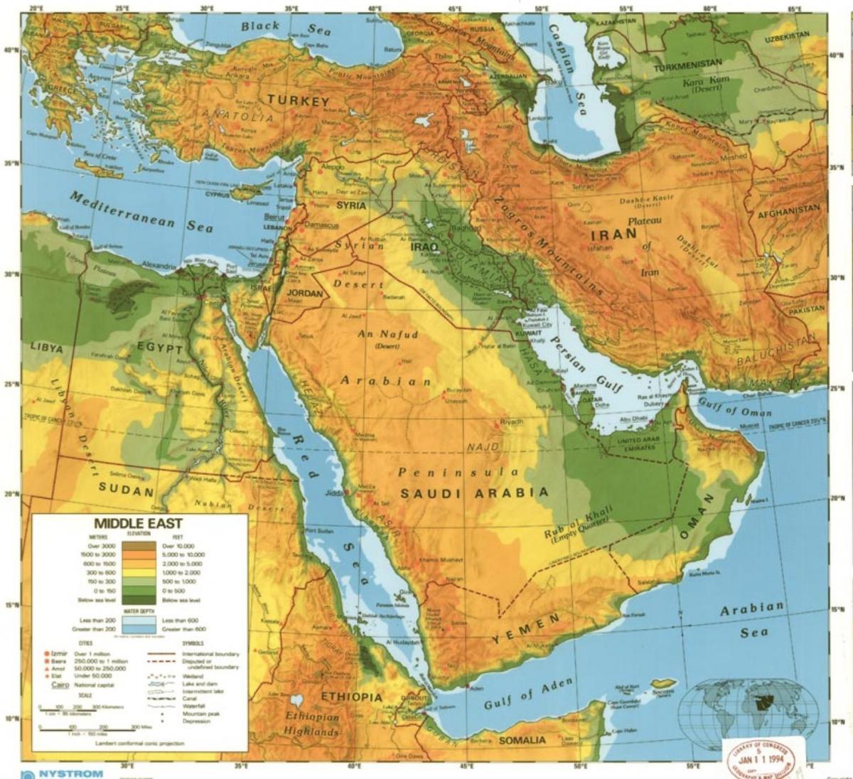 Mapa Saudi Arabiako basamortuan