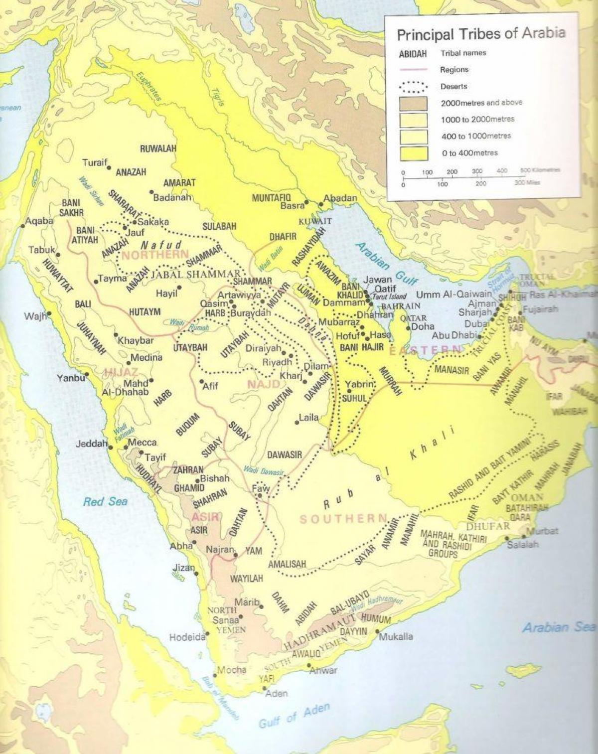 Mapa Saudi Arabiako tribu