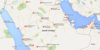 Saudi Arabia aireportuak mapa