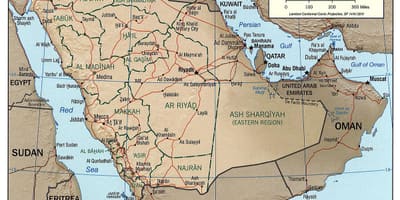 Saudi Arabiako geografia mapa