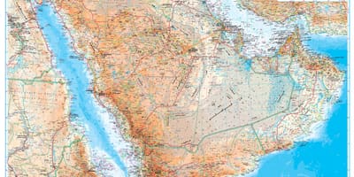 Mapa Saudi Arabia topografikoak