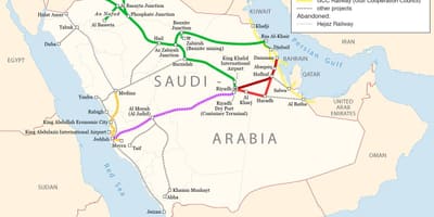 Mapa Saudi Arabia trenbide